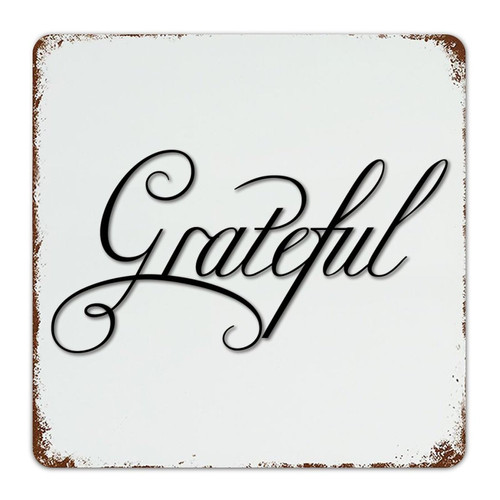 Hanging Metal Sign Grateful Man Cave Decor Tin Signs for Garden Front Door Outside Initial Word Cutout Sculptures Art Poster Gift for Bedroom 12x12 Inch