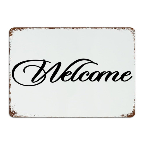 Welcome Custom Metal Signs Outdoor Farmhouse Home Signs Man Cave Decor Aluminum Metal Sign for Backyard Garden Room 10x14 Inch