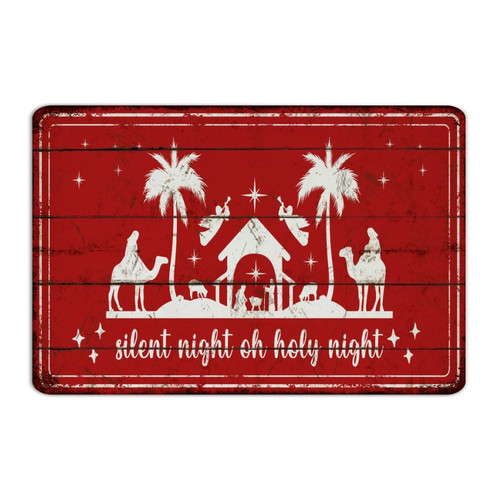 Country Garage Signs Merry Christmas Oh Holy Night Home Decor Art Poster Dorm Yard Indoor Nativity Cross Scene Metal Signs Outdoor Gift for Dining Room 12x18 Inch