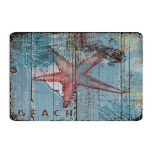 Nautical Beach Ocean Theme Underwater Starfish Farmhouse Metal Sign Vintage Men Signs Coastal Tropical Theme Picture Home Decor Tin Signs for Bedroom Garden Lounge 12x18 Inch
