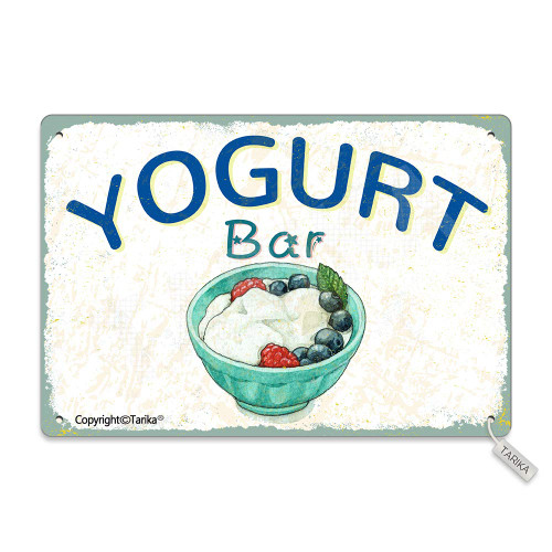 Yogurt Bar 20X30 cm Tin Vintage Look Decoration Art Sign for Home Kitchen Bathroom Farm Garden Garage Inspirational Quotes Wall Decor