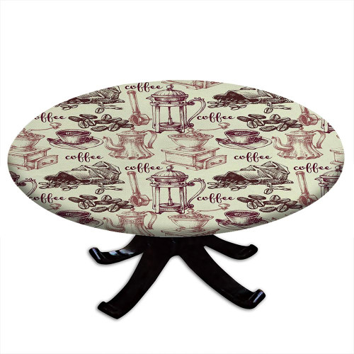 VBTGVE Round Tablecloth with Elastic Edge, Suitable for Restaurant Kitchen Parties, Fit for 52" Table