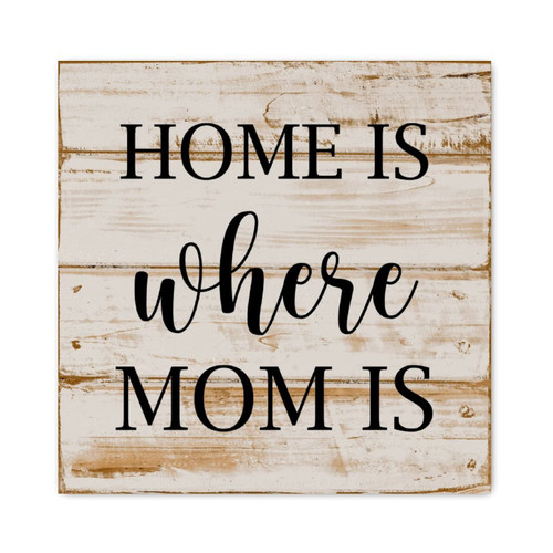 Evans1nism Inspired Sayings Lettering Wood Signs Home is Where Mom is Wood Hanging Sign Decorative Home Wall Art Modern Wall Hanging Decor for Laundry Room Home Kitchen Decoration Decor 8x8in