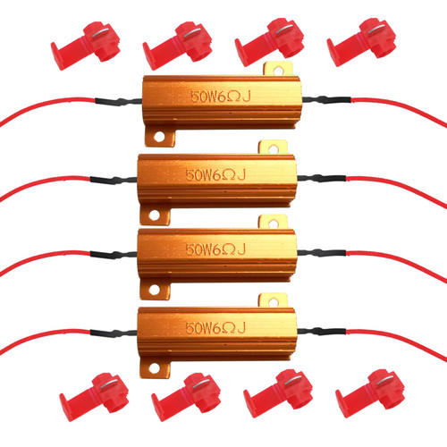 4Pcs Load Resistors 50W 6ohm, Fix LED Bulb Fast Hyper Flash, Turn Signal Blink Error Code, LED Turn Signal Resistor Flasher Adaptor Flash Fix Error for LED Turn Signal Lights