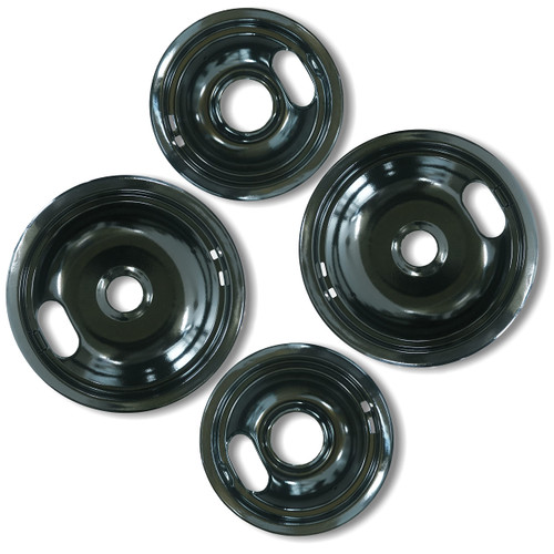 AZ4U W10288051 Range Cooktop Porcelain Drip Pan Includes 2 W10290353 6-Inch And 2 W10290350 8-Inch Pans Drip Bowl Replaces For Whirlpool, Amana, Maytag, Roper Electric Range Cooktop Stove (4Pack)