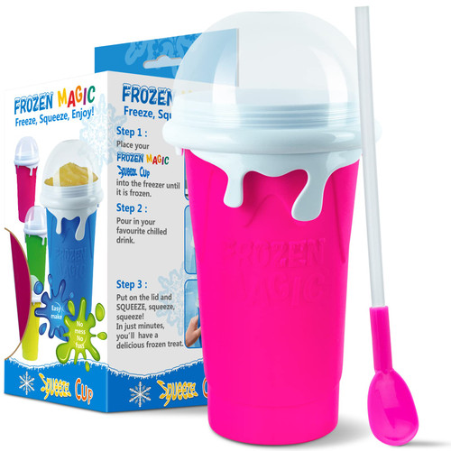Slushy Maker Cup, Frozen Magic Squeeze Cup, 16.9 oz/500ml Slushy Squeeze Cup for Homemade Milkshake, Magic Slushy Maker Squeeze Cup, DIY Smoothie Maker, Ice Maker Cup Squeeze (1 in Pink) Slushy Maker Cup, Frozen Magic Squeeze Cup, 16.9 oz/500ml Slushy Squeeze Cup for Homemade Milkshake, Magic Slushy Maker Squeeze Cup, DIY Smoothie Maker, Ice Maker Cup Squeeze (1 in Pink)