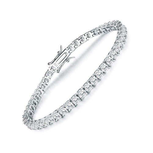TIKJE Tennis Bracelet 925 Sterling Silver 4mm Cubic Zirconia Classic Bracelet | White Gold Bracelets for Women | Length 8 inches