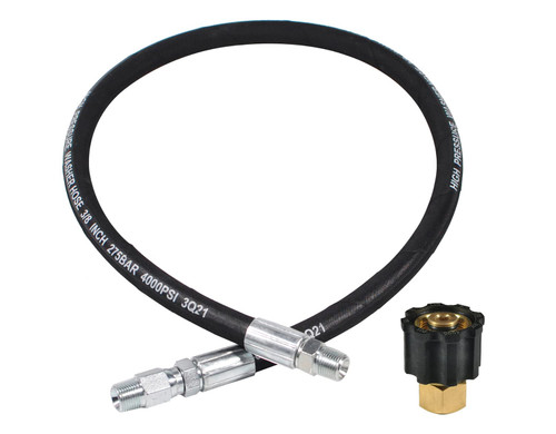 YAMATIC Pressure Washer Whip Hose with Swivel Steel Connector, Hose Reel Connector Hose for Pressure Washing, 4FT Jumper Hose with 3/8'' FNPT x M22-14mm Female Adapter