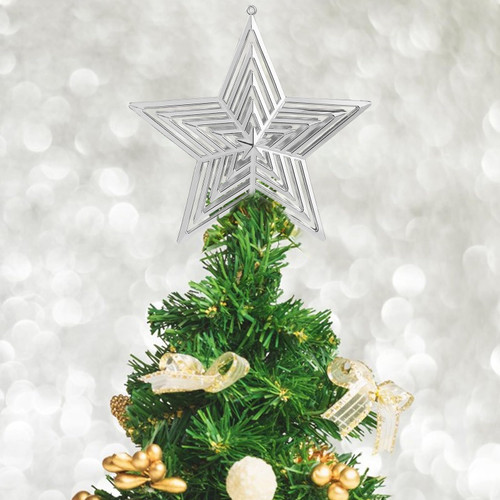 cobee Christmas Star Tree Toppers, 8 Inch Glittered Treetop Star Xmas Tree Topper Decoration for Christmas Tree Holiday Party Ornament Home Indoor Decor(Silver)