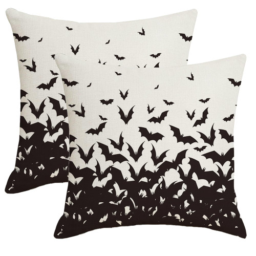 Aitukang Halloween Pillow Covers 18x18 Set of 2,Halloween Bats Decorative Throw Pillow Covers Indoor Outdoor Cushion Cases for Farmhouse Home Sofa Couch Decorative