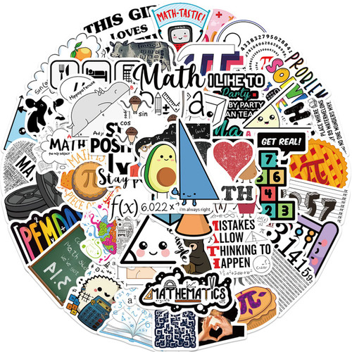 Funny Math Stickers for Kids 50Pcs Math Lovers Stickers for Water Bottles Laptop Book Skateboard Phone,Math Related Gifts Stickers for Teens Students Teachers Women (Love Math)