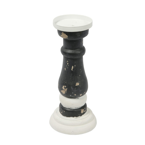 Black Pillar Candle Holder, Wooden Candle Holders Pillar, Farmhouse Candle Holders, Rustic Wood Candle Holders for Table Centerpiece, Candle Stands Decorative,Wooden Candlesticks for Dining Room Home