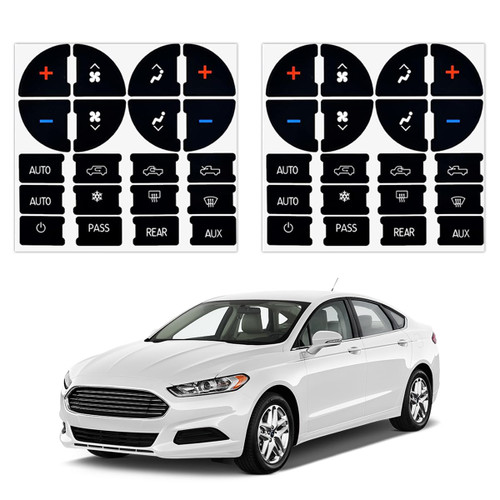 Kewucn 2 Packs Replacement AC Dash Button Sticker Repair Kit, AC Panel Decals & Radio Button Repair Decal Set, Fix Ruined Faded AC Controls Universal for Select 07-14 Vehicles