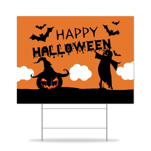 Spooky Haunted Yard Signs Happy Halloween Pumpkin Lawn Sign with Stakes 12x18in Double Sided Yard Supplies for Home Yard Lawn Garden Party Decor