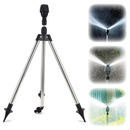 Rotating Tripod Sprinklers for Yard, 360 Degree Rotating Lawn Sprinkler Auto Irrigation System, Large Area Coverage, Telescoping Tripod Water Sprinkler for Lawn Yard Garden (Rotating Tripod Sprinkler)