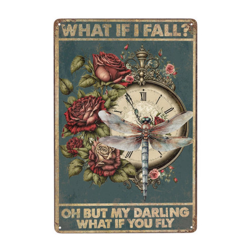 JOCASA What If You Fly Vintage Metal Tin Signs Poster Home Wall Decor-Retro Aluminum Tin Signs Gift for Home Decor Tin Sign Vintage Posters Garden Coffee Bar Sign Funky Decor, 12''x 8''