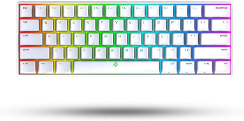 DREVO Seer TE 60% Wired RGB Backlit Mechanical Gaming Keyboard Ultra Compact Mini 61 Key (Blue Switch, Whit)