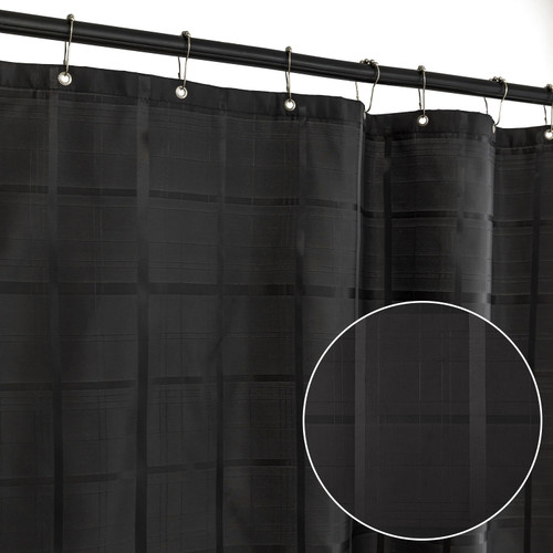 SpaceDresser Jacquard Fabric Shower Curtain,Shower Curtain Liner,Hotel Quality Plaid Weave Bathroom Curtain with Grommets,72 x 78 Inches Long Waterproof Shower Curtains Black