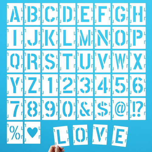 DZXCYZ 1.5 Inch Letter Stencils Numbers Craft Stencils, 42 Pcs Reusable Alphabet Templates Interlocking Stencil Kit for Painting on Wood, Wall, Fabric, Rock, Chalkboard, Signage (1.5 Inch)