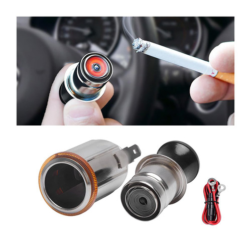 AUCELI Female Cigarette Lighter Socket, 12V-24V Auto Cigarette Lighter Plug with Eject Button & Cable, Car Cigarette Lighter Replacement Accessory Power Outlet for Automotive Truck Boat Marine ATV