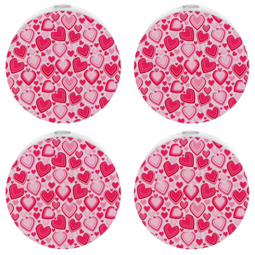 Pink Hearts Plug in LED Automatic Light for Bedroom, Hallway and Kitchen, Pack 4