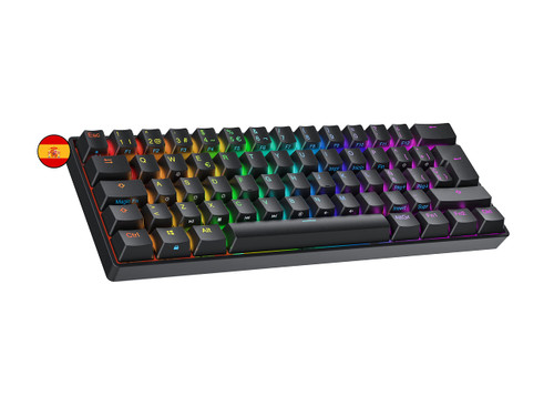 Ranked S60 Supernova 60% | Hot Swappable Mechanical Gaming Keyboard | 62 Keys Multi Color RGB LED Backlit for PC/Mac Gamer | ISO ES Spanish Layout (Black, Gateron Optical Brown)