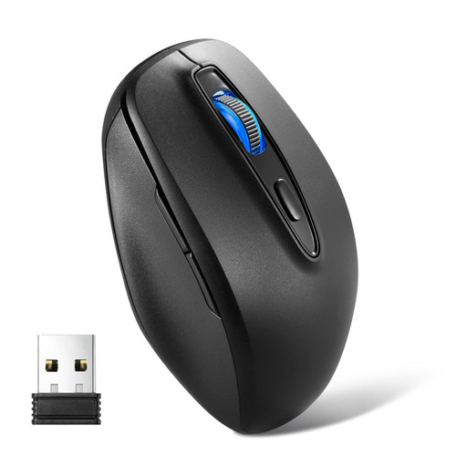 JIDOHUN RF-682 2.4G Portable Optical Quiet Mouse with USB Receiver and Type C Adapter, 3 Adjustable DPI Levels, Wireless Computer Mouse for Laptop, Computer, PC, MacBook, Desktop,