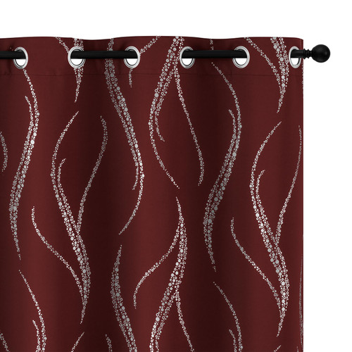 Yakamok Blackout Curtains 84 inch Length Living Room Thermal Insulated Silver Wave Line Dots Pattern Curtains Room Darkening Grommet Curtains for Bedroom, Burgundy, W42 x L84-inch, 2 Panels Yakamok Blackout Curtains 84 inch Length Living Room Thermal Insulated Silver Wave Line Dots Pattern Curtains Room Darkening Grommet Curtains for Bedroom, Burgundy, W42 x L84-inch, 2 Panels