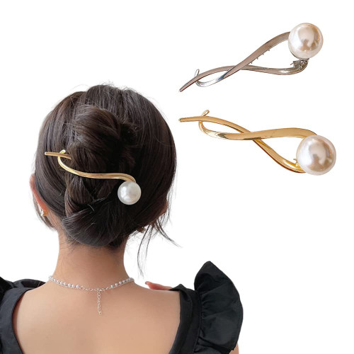 Twist n Clips French Barrette Hair Clips for Thick Hair, Pearl Hairpins Non Slip Gold Silver Hair Barrettes for Women Girls Hair Accessories Banana Clip Twist n Clips French Barrette Hair Clips for Thick Hair, Pearl Hairpins Non Slip Gold Silver Hair Barrettes for Women Girls Hair Accessories Banana Clip