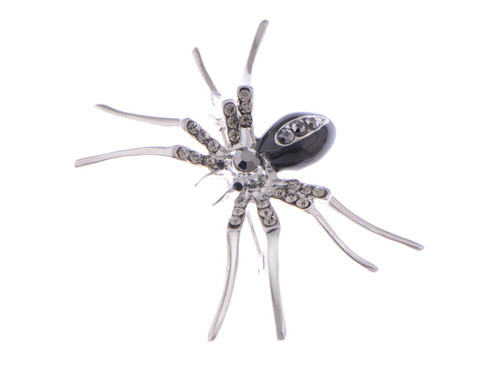 Alilang Silvery Tone Clear Crystal Colored Rhinestones Black Creepy Spider Bug Brooch Pin, Black & Silver Alilang Silvery Tone Clear Crystal Colored Rhinestones Black Creepy Spider Bug Brooch Pin, Black & Silver