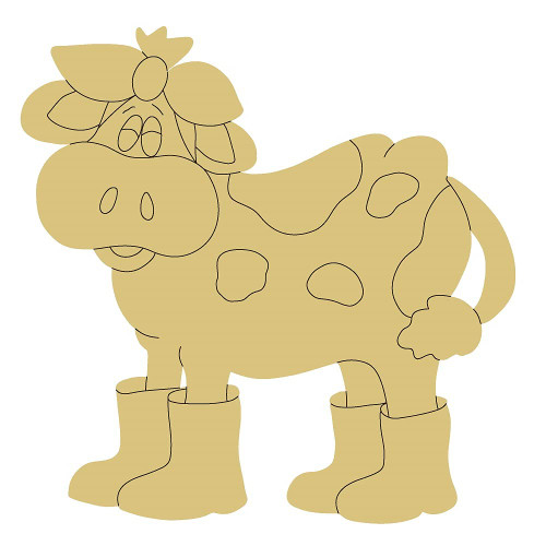Cow Design by Lines Cutout Unfinished Wood Cow Country Farm Door Hanger MDF Shape Canvas Style 4 Art 1 (18")