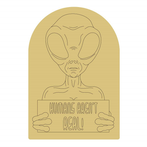 Alien Design by Lines Cutout Unfinished Wood Kids Room Coloring Book Door Hanger MDF Shape Canvas Style 11 Art 1 (24")