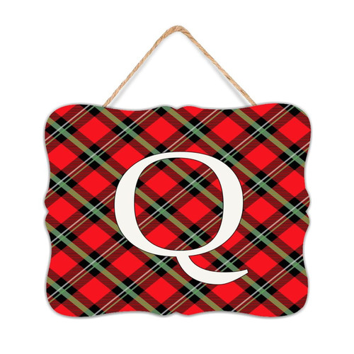 Autravelco Rustic Wood Home Sign Initial Letter Q Painted Wood Plaque Sign Quote Rustic Monogram Buffalo Check Table Decor Signs for Living Room Entryway 8x10 Inch
