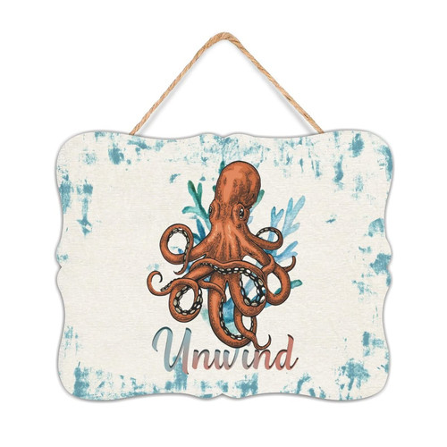 Hanging Table Decor Wood Pallet Sign Nautical Beach Ocean Theme Underwater Octopus Decorative Wood Plaque 8x10 Under The Sea Octopus Crab Fish Wooden Hanging Signs Home Decor for Laundry Outdoor