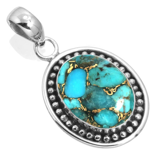 JEWELOPORIUM Copper Blue Turquoise 925 Sterling Silver Pendant for Women Gemstone Cocktail Silver Pendant Necklace Wedding Gift Victorian Jewelry JEWELOPORIUM Copper Blue Turquoise 925 Sterling Silver Pendant for Women Gemstone Cocktail Silver Pendant Necklace Wedding Gift Victorian Jewelry