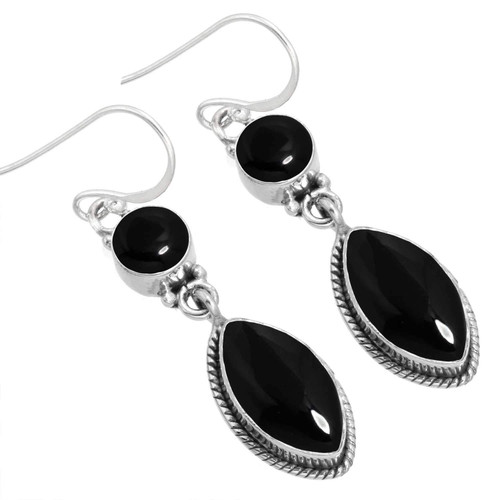 JEWELOPORIUM 925 Sterling Silver Earring for Women Genuine Black Onyx Gemstone Drop Dangle Fashion Silver Earring Christmas - Gift Boho Jewelry JEWELOPORIUM 925 Sterling Silver Earring for Women Genuine Black Onyx Gemstone Drop Dangle Fashion Silver Earring Christmas - Gift Boho Jewelry