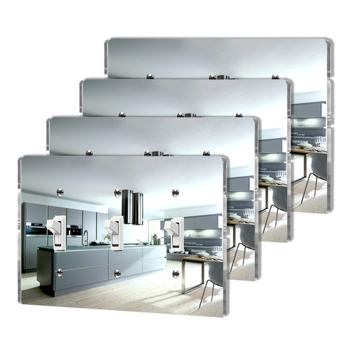 4 Pcs Silver Mirrored Acrylic Switch Light Switch Plates Cover Electrical Outlets Covers Durable Outlet Cover Decorative 3 Gang Wall Plate