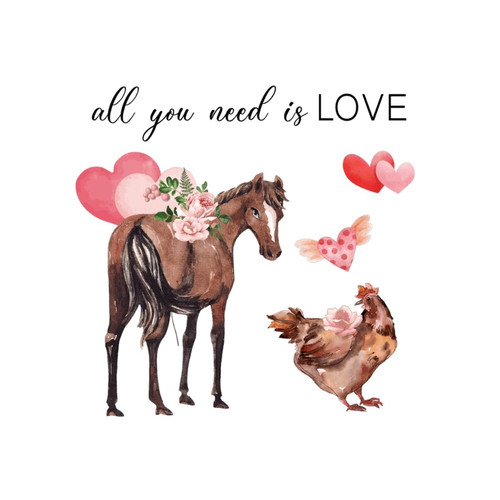 Vinyl Wall Quotes Stickers All You Need is Love Valentine Horse Modern Mural Decals Home Wall Decor Red Pink Heart Floral Rooster Wall Decals Stickers for Office Bottles Sofa Store 22in
