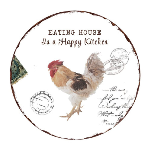 Vinyl Wall Quotes Stickers Eating House is A Happy Kitchen Quotes Mural Decals Wall Decoration Farm Garden Rooster Wall Decals Stickers for Kitchen Nursery Backdrop Trucks