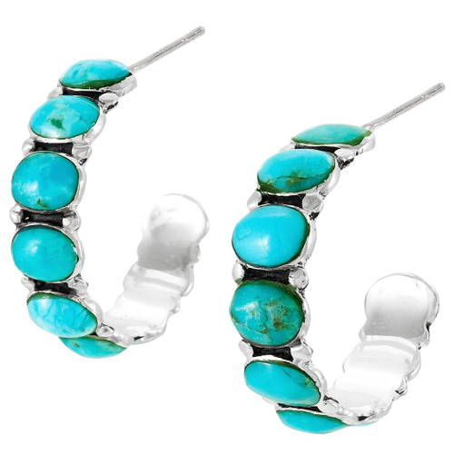 Turquoise Earrings 925 Sterling Silver & Genuine Turquoise (Select style) (Bold Oval Hoops) Turquoise Earrings 925 Sterling Silver & Genuine Turquoise (Select style) (Bold Oval Hoops)