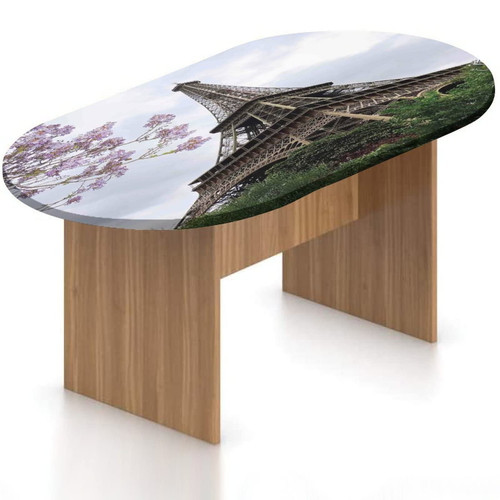 Oval Fitted Tablecloth, Eiffel Tower Elasticized Polyester Table Cover,Eiffel Natural Flowers Colorful Blossoms Paris Print Fitted Table Cloth, Fits Oval Tables up to 42" x 60", for Indoor & Outdoor Oval Fitted Tablecloth, Eiffel Tower Elasticized Polyester Table Cover,Eiffel Natural Flowers Colorful Blossoms Paris Print Fitted Table Cloth, Fits Oval Tables up to 42" x 60", for Indoor & Outdoor