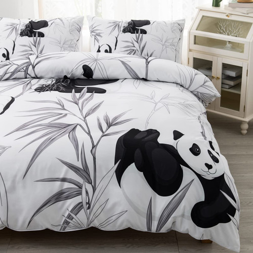 CVHOUSE Panda Bedding Twin Size,Cute Panda Bedding Set for Girls Kids Teens,Kawaii Panda Comforter Set Cover Soft,1 Duvet Cover 2 Pillowcases 3 Piece,Chrismas Decor