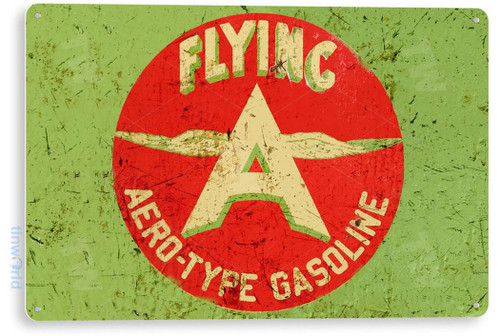 Tinworld Tin Sign Flying A Gasoline Rustic Retro Gas Oil Metal Sign Decor Aviation Hangar Garage A852