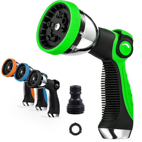 Garden Hose Nozzle Spray Nozzle,10 Hose Metal Duty Watering Patterns Thumb Control On Off Valve, High Pressure Nozzle Sprayer for Watering Plants, Car Wash,Cleaning,Showering Pets