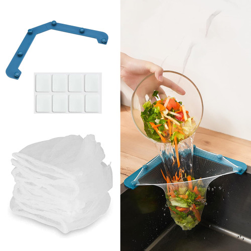 Shudyear tri-Holder Corner Sink Filter net,kitchen sink drain strainer basket, sink food catcher basket,Corner Sink Strainer Basket,Disposable Sink Strainer strainers for Kitchen Food Catcher 50 pcs