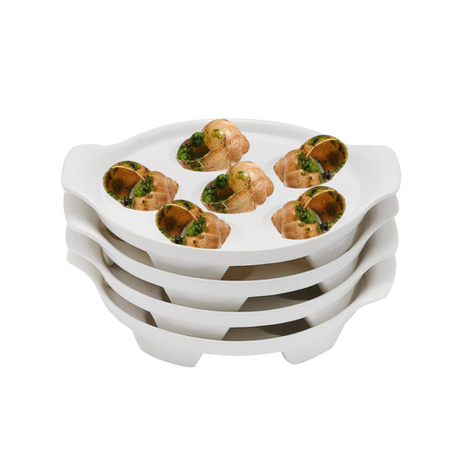 Vkinman 4pcs Escargot Baking Dish Ceramic Escargot Plates with 6 Holes 6.5 Inch Escargot Dish Diet Plates