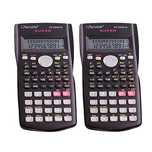 CUGBO Engineering Scientific Calculator, 2-Line Display Multifunctional Calculator for Student and Teacher, 2 Pack Black