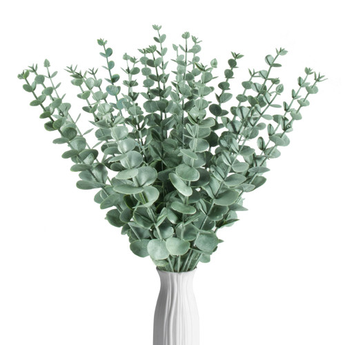 Sukh 24pcs Artificial Eucalyptus Stems - Faux Eucalyptus Branches Decor Fake Eucalyptus Plant hojas de eucalipto artificiales para decoracion Eucalyptus Bouquet Sprigs Leaves Flowers Greenery Wedding