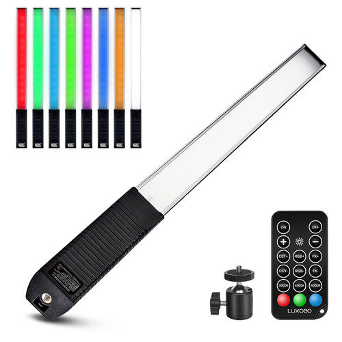 LUXCEO Handheld Light Stick, Portable LED Photography Light Wand RGB Video Light 1000 Lumens 36 Colors with Remote Control, Ball Head, Adjustable 3000K-6000K
