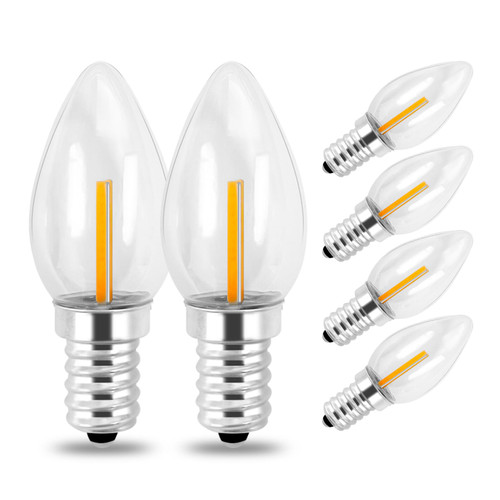 Megereet LED Night Light Bulbs, C7 Replacement Bulbs for Night Light, Window Candles & Chandeliers, E12 Candelabra Base, 0.6W Equivalent to 7W, Warm White 2700K, 6 Pack Megereet LED Night Light Bulbs, C7 Replacement Bulbs for Night Light, Window Candles & Chandeliers, E12 Candelabra Base, 0.6W Equivalent to 7W, Warm White 2700K, 6 Pack